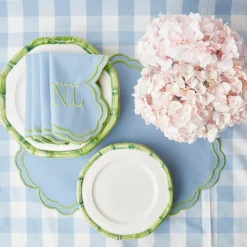 Green Geometric Bamboo Starter Plate (Set Of 4)|Mrs. Alice New