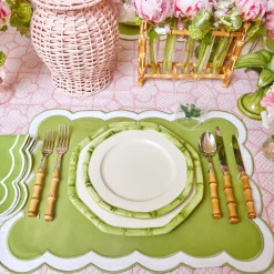 Green Geometric Bamboo Starter Plate (Set Of 4)|Mrs. Alice New