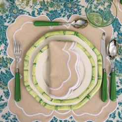 Green Geometric Bamboo Starter Plate (Set Of 4)|Mrs. Alice Discount