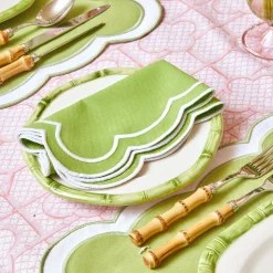 Green Geometric Bamboo Starter Plate (Set Of 4)|Mrs. Alice Discount