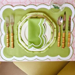 Green Geometric Bamboo Starter Plate (Set Of 4)|Mrs. Alice Sale