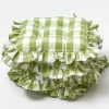 Green Gingham Ruffle Seat Pad Cushions (Set Of 4)|Mrs. Alice Best
