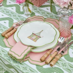 Green Ikat & Pink Fleur Linen Set|Mrs. Alice Hot