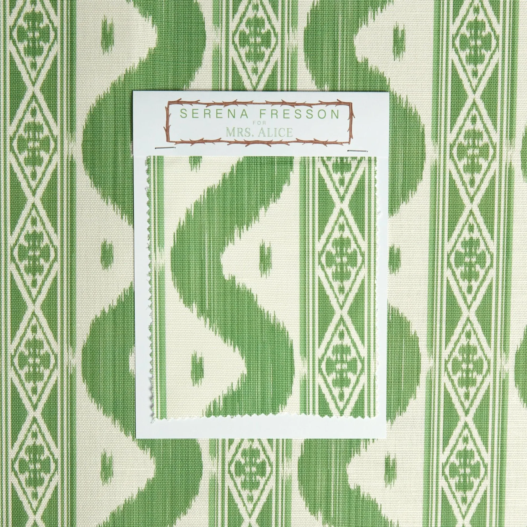 Green Ikat Stripe Fabric|Mrs. Alice New