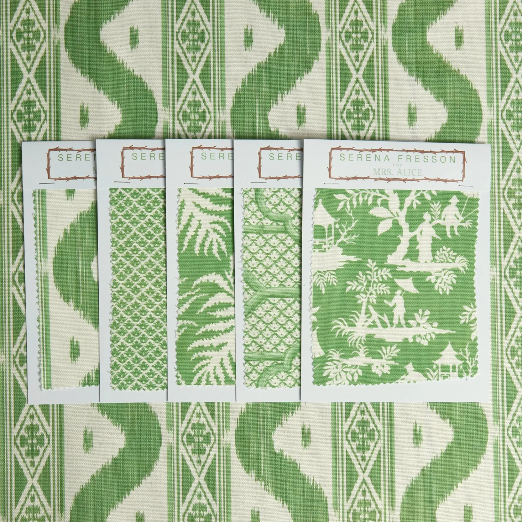 Green Ikat Stripe Fabric|Mrs. Alice New