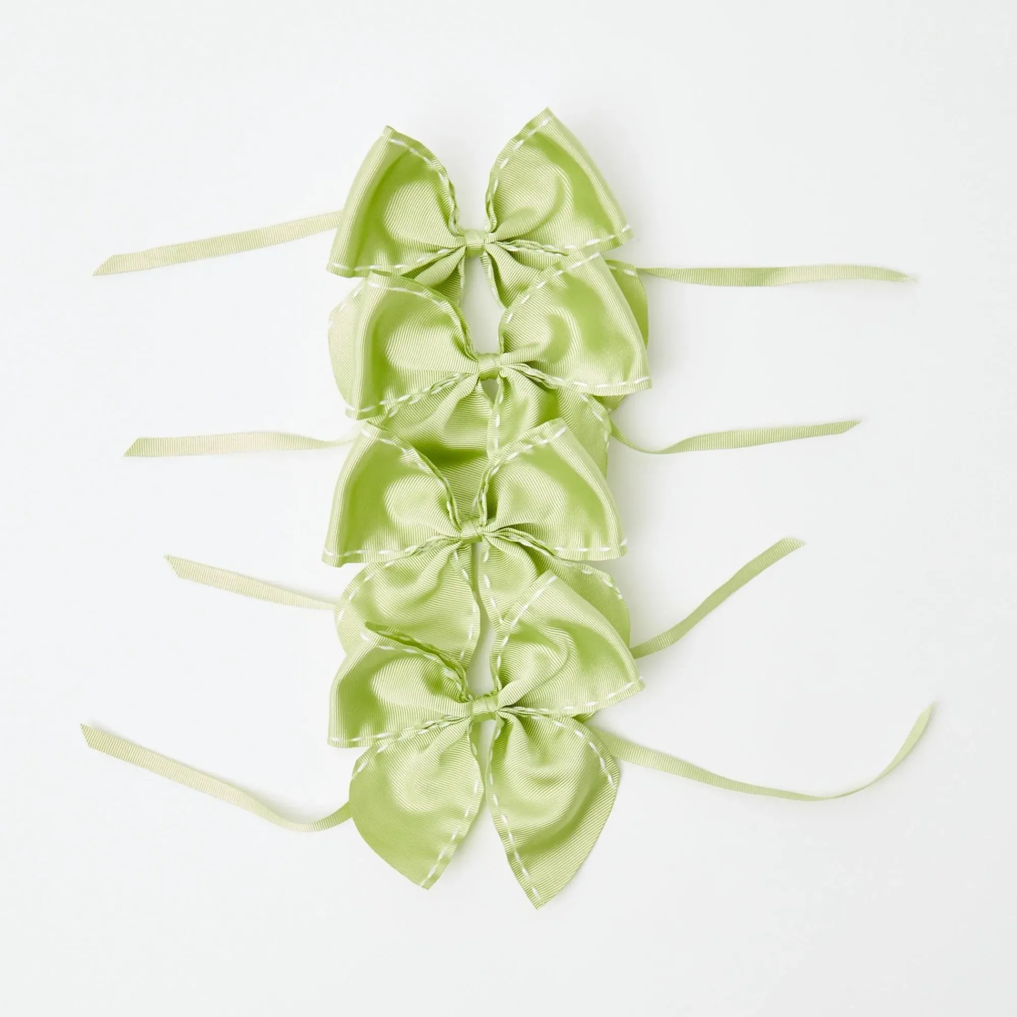 Green Saddle Stitch Napkin Bows (Set Of 4)|Mrs. Alice New