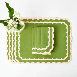 Isla Green & Pink Placemats & Napkins (Set Of 4)|Mrs. Alice New
