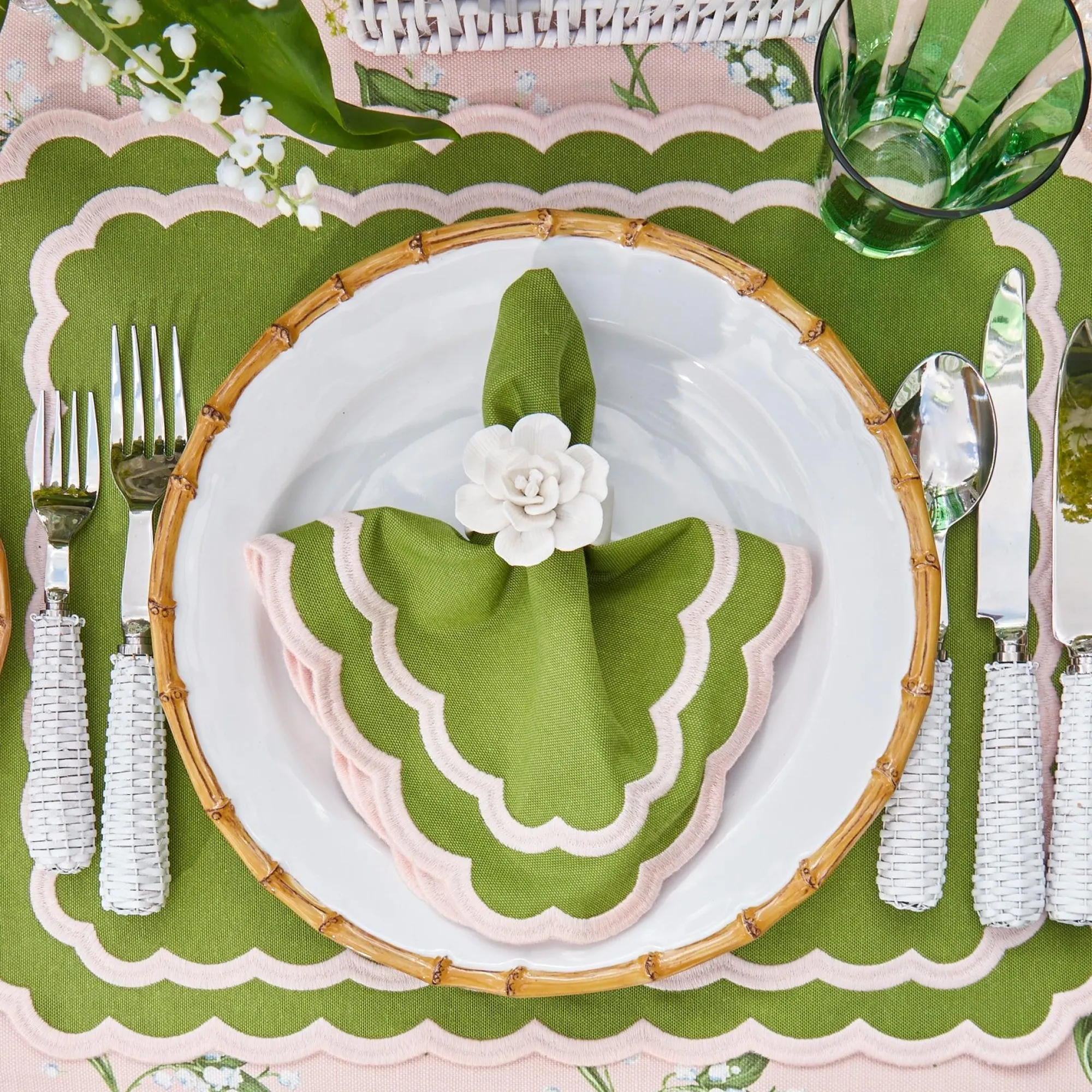 Isla Green & Pink Placemats (Set Of 4)|Mrs. Alice Clearance