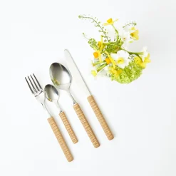 Light Brown Rattan Effect Cutlery (4Pcs)|Mrs. Alice Outlet