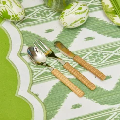 Light Brown Rattan Effect Childrens Cutlery (3 Piece)|Mrs. Alice Outlet