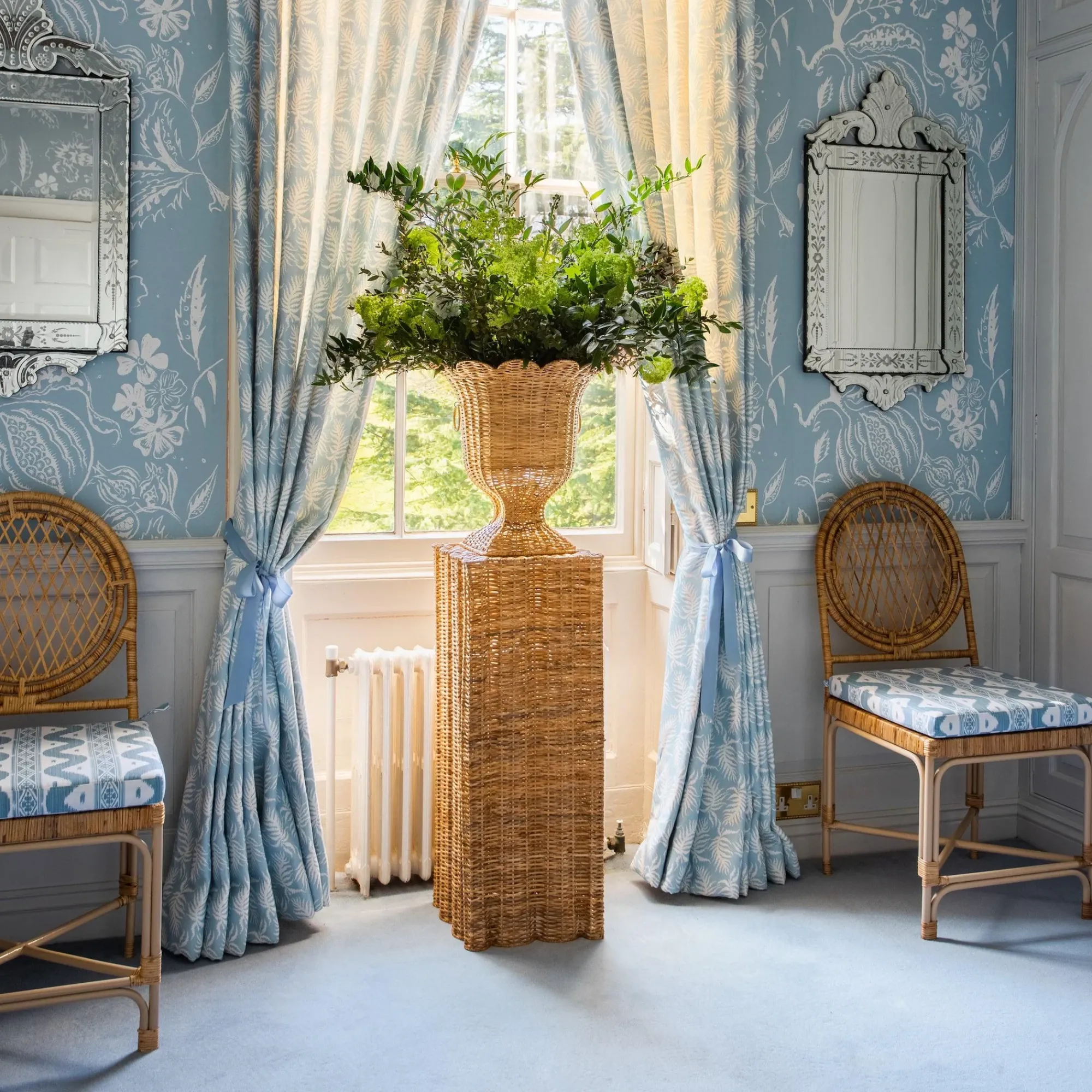 Liliana Scalloped Rattan Urn|Mrs. Alice Discount