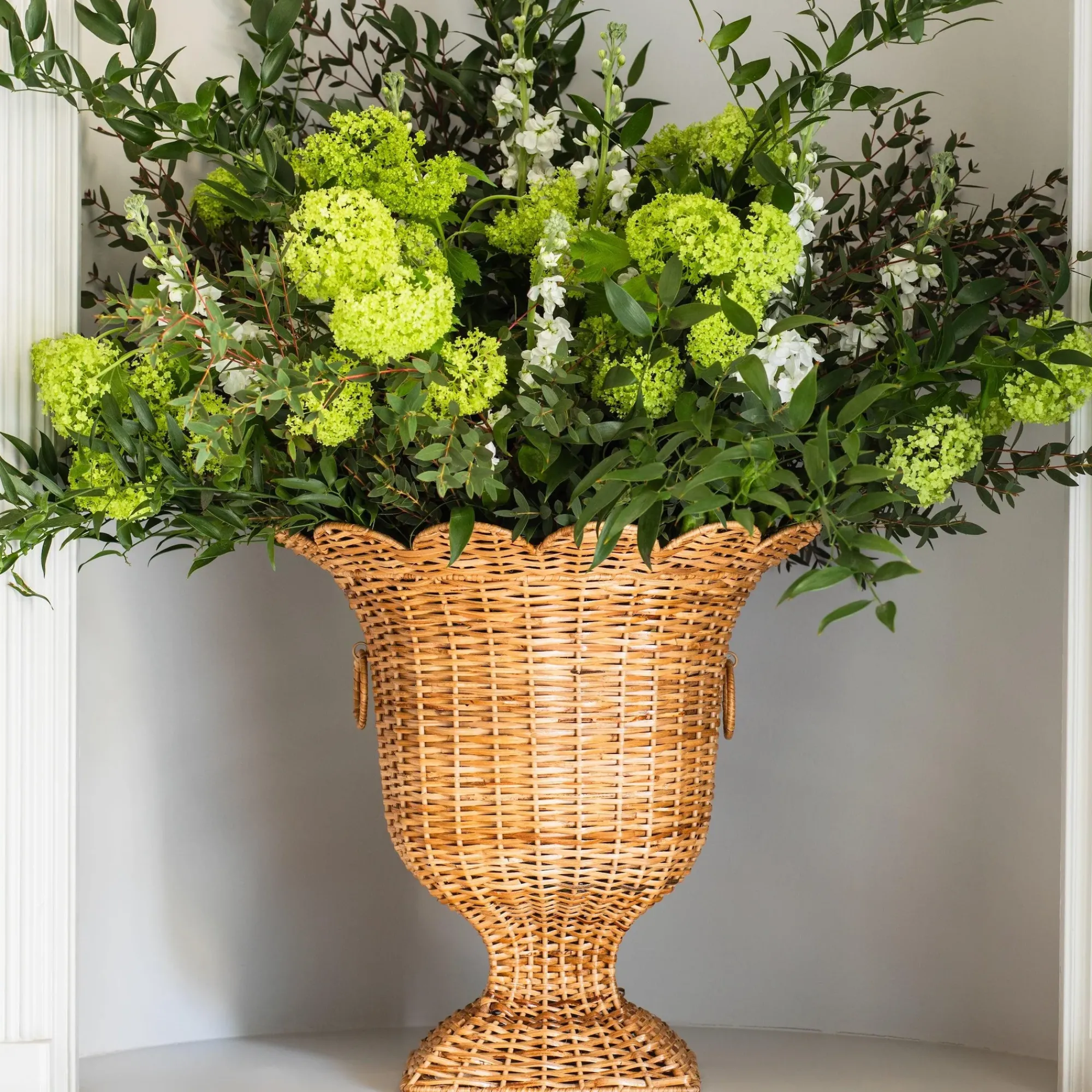 Liliana Scalloped Rattan Urn|Mrs. Alice