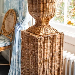 Liliana Scalloped Rattan Pedestal And Urn|Mrs. Alice Clearance