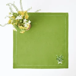 Lily Of The Valley Green Linen Napkins (Set Of 4)|Mrs. Alice Discount