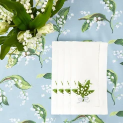 Lily Of The Valley White Linen Napkins (Set Of 4)|Mrs. Alice Online