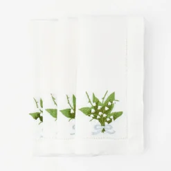 Lily Of The Valley White Linen Napkins (Set Of 4)|Mrs. Alice Online