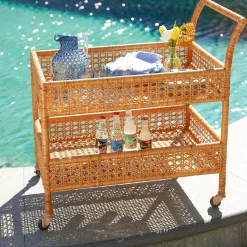 Lorenzo Rattan Bar Cart|Mrs. Alice Online