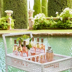 Lorenzo White Rattan Bar Cart|Mrs. Alice