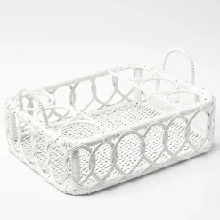 Lorenzo White Rattan Drinks Tray|Mrs. Alice Hot