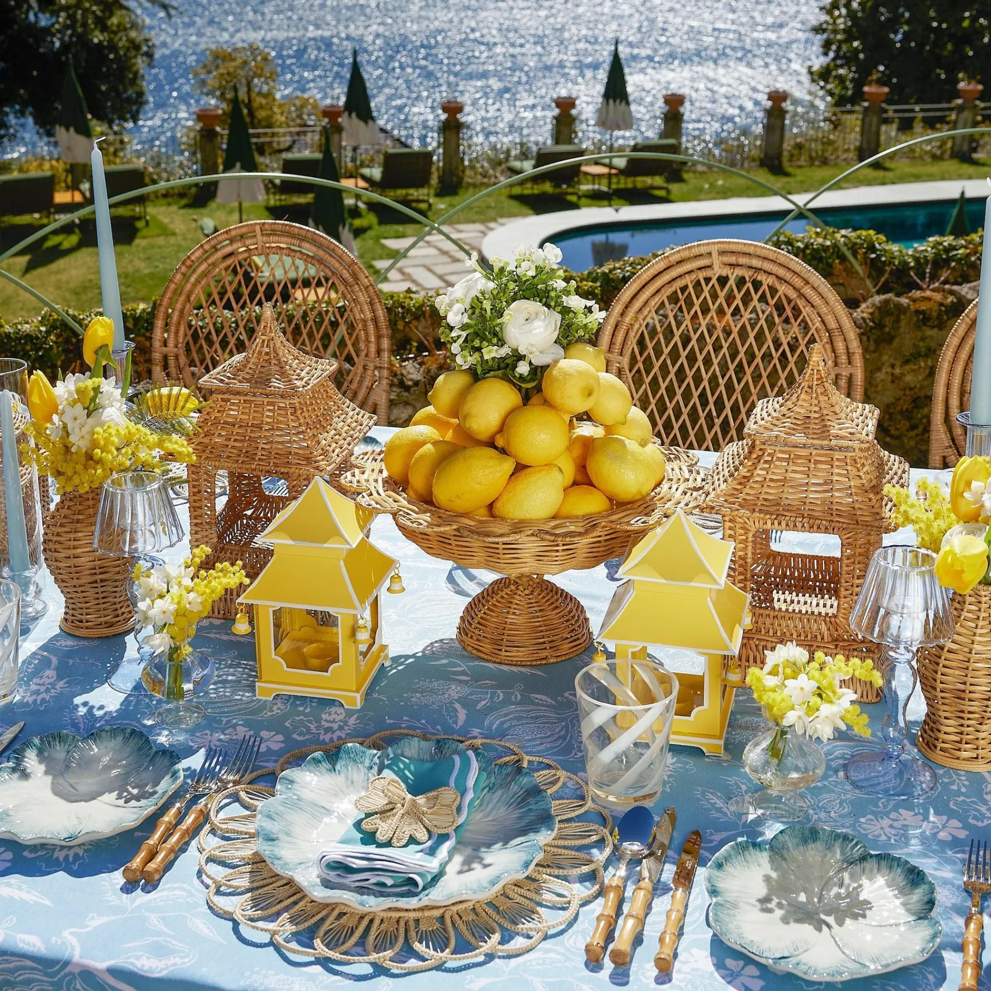 Luciana Rattan Scalloped Bowl|Mrs. Alice