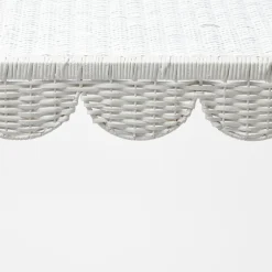 Madeleine White Rattan Scalloped Console Table|Mrs. Alice New