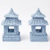 Mini Blue Rattan Pagoda Lanterns (Pair)|Mrs. Alice Hot