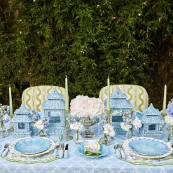 Mini Blue Rattan Pagoda Lanterns (Pair)|Mrs. Alice Hot