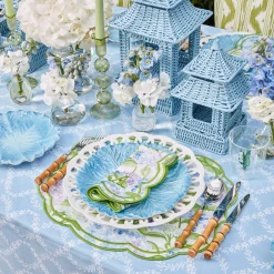 Mini Blue Rattan Pagoda Lanterns (Pair)|Mrs. Alice Hot