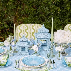 Mini Blue Rattan Pagoda Lanterns (Pair)|Mrs. Alice