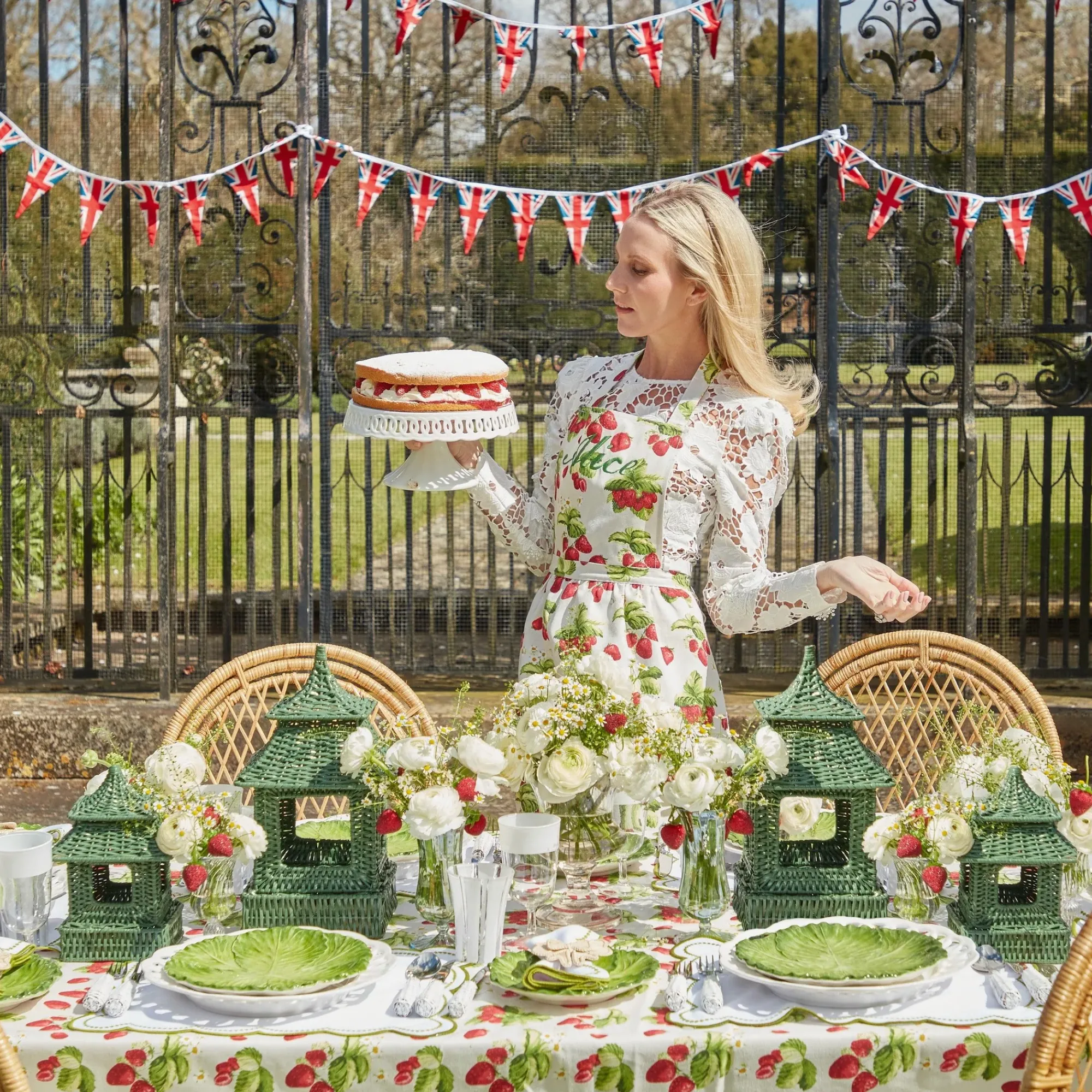 Mini Green Rattan Pagoda Lantern (Pair)|Mrs. Alice New