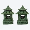 Mini Green Rattan Pagoda Lantern (Pair)|Mrs. Alice Outlet