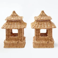 Mini Natural Rattan Pagoda Lanterns (Pair)|Mrs. Alice Sale