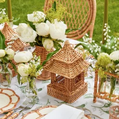 Mini Natural Rattan Pagoda Lanterns (Pair)|Mrs. Alice Sale