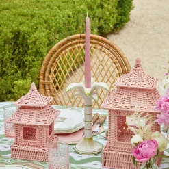 Mini Pink Rattan Pagoda Lanterns (Pair)|Mrs. Alice