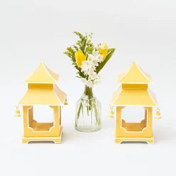 Mini Yellow Pagoda Lantern (Pair)|Mrs. Alice Clearance
