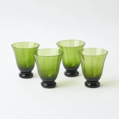 Moss Green Tulip Glasses (Set Of 4)|Mrs. Alice Online