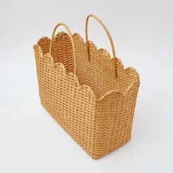 Rattan Tote Bag (White Bow)|Mrs. Alice Outlet