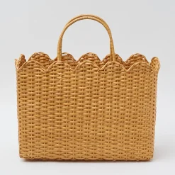 Rattan Tote Bag (White Bow)|Mrs. Alice Outlet