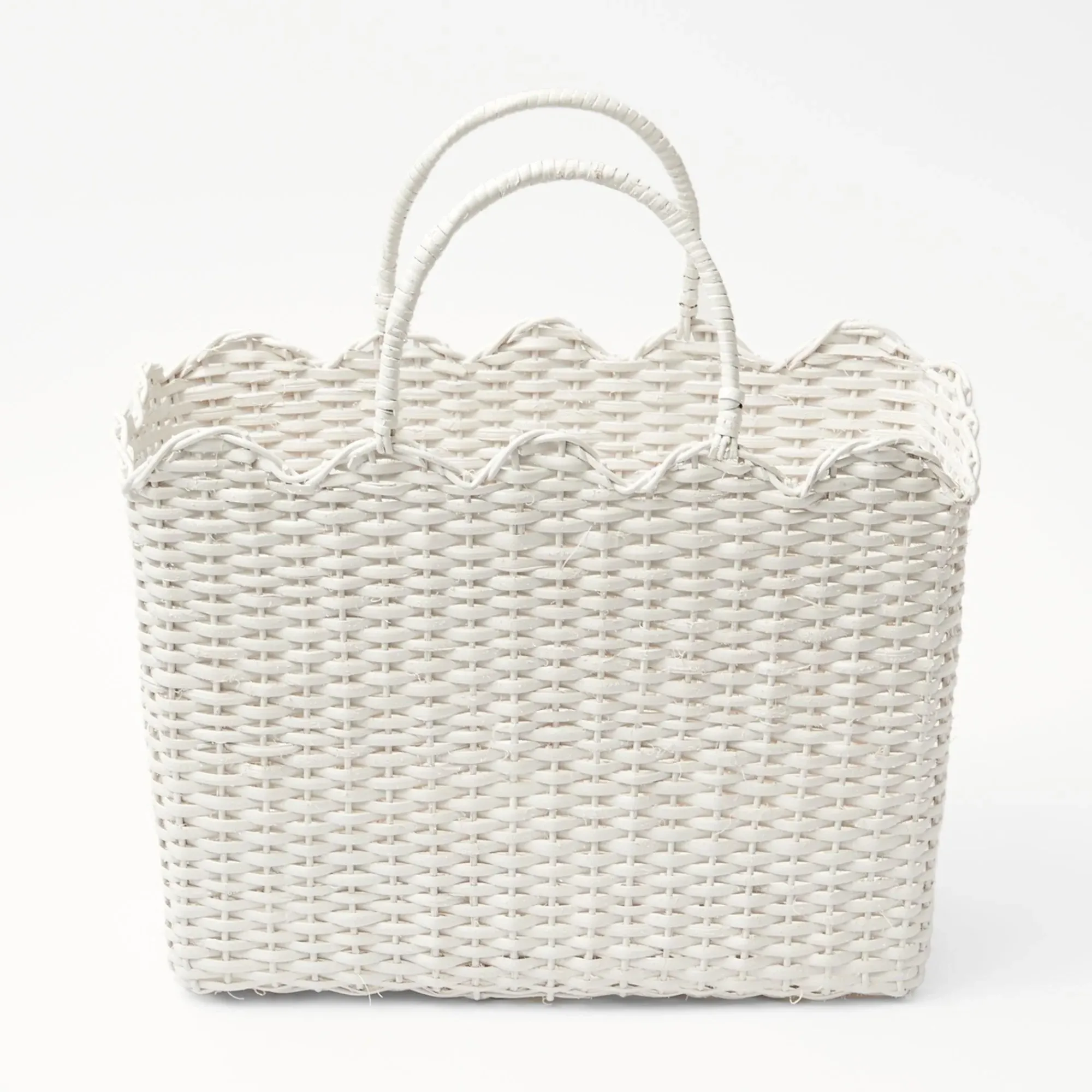 White Rattan Tote Bag (Blue Bow)|Mrs. Alice Sale