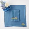 Mushroom Blue Linen Napkins (Set Of 4)|Mrs. Alice Discount