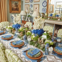 Mushroom Blue Linen Napkins (Set Of 4)|Mrs. Alice Discount