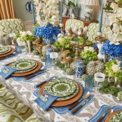 Mushroom Blue Linen Napkins (Set Of 4)|Mrs. Alice Discount