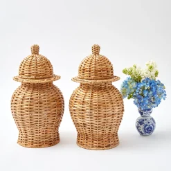 Natural Rattan Ginger Jar|Mrs. Alice