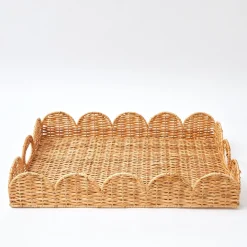 Natural Scalloped Rattan Tray|Mrs. Alice Hot