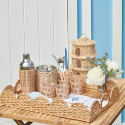 Natural Scalloped Rattan Tray|Mrs. Alice Hot