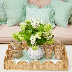 Natural Scalloped Rattan Tray|Mrs. Alice Outlet
