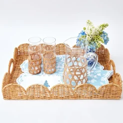 Natural Scalloped Rattan Tray|Mrs. Alice Outlet