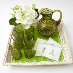 Olive Green Hobnail Jug & Glasses (Set Of 6)|Mrs. Alice Sale
