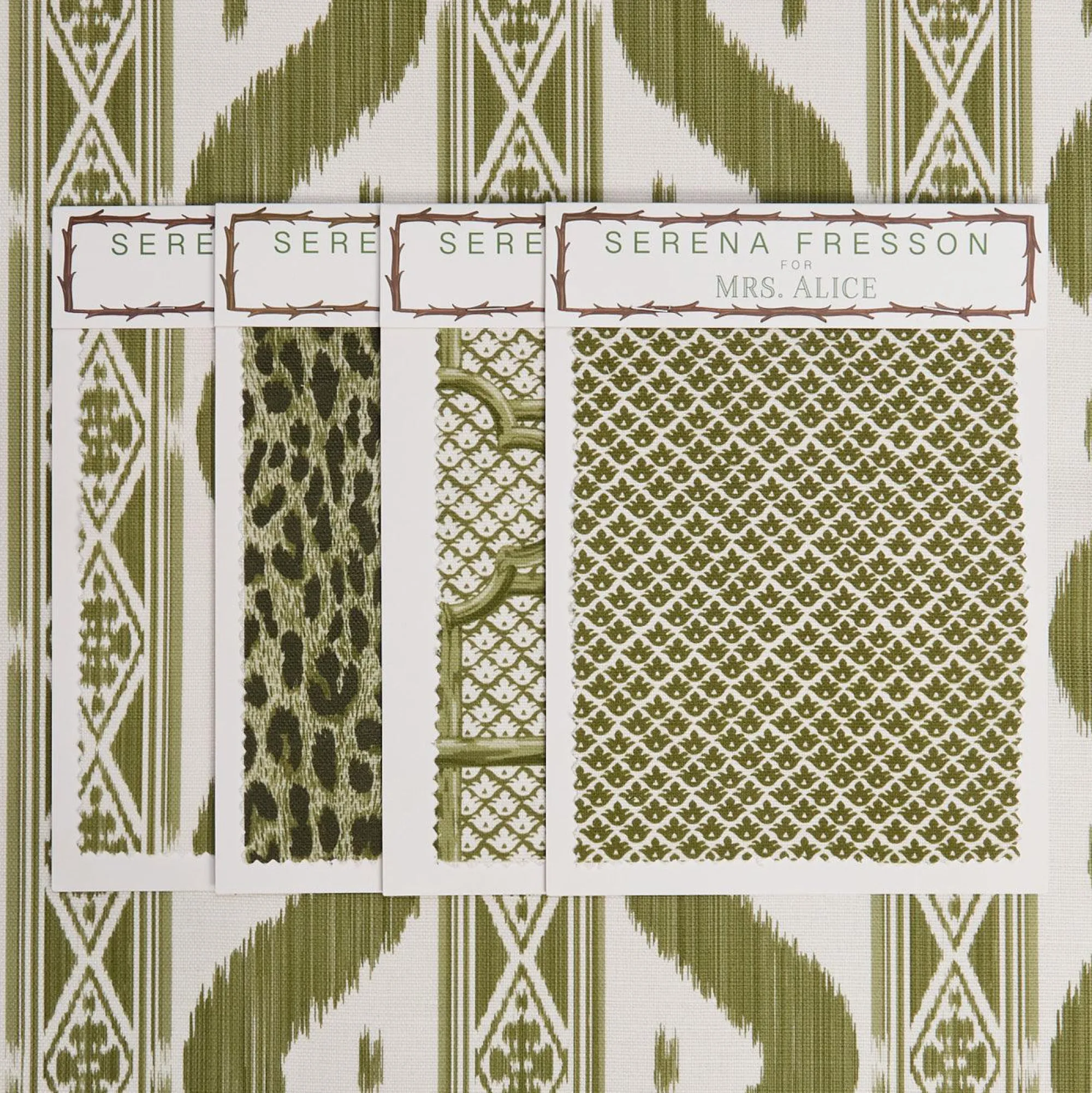 Olive Green Ikat Stripe Fabric|Mrs. Alice Discount
