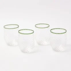 Olive Rim Swirl Glassware Set|Mrs. Alice Best